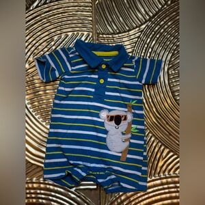 Koala Kids Blue and Yellow Striped Polo with Koala Patch
